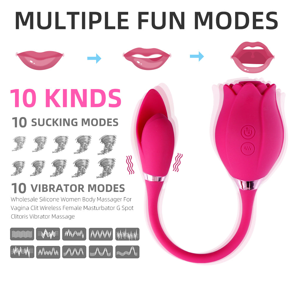 Rose Shaped Vibrator w/ Clitoral Suction | Red Room Fantasies