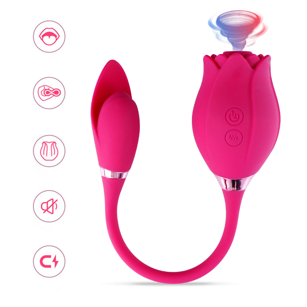 Rose Shaped Vibrator w/ Clitoral Suction | Red Room Fantasies