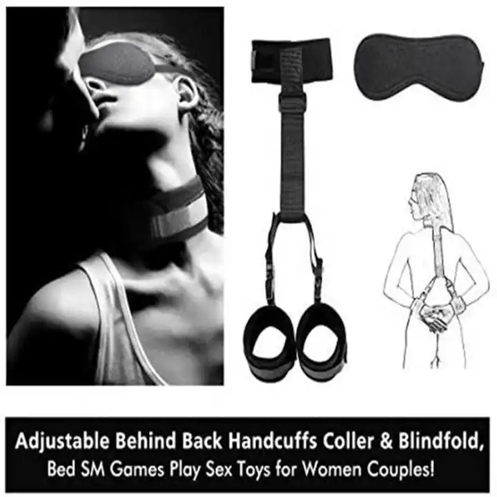 2-Piece Reverse Handcuff & Neck Ring with Blindfold | Red Room Fantasies