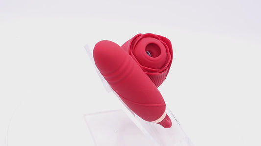 Rose Shaped Vibrator w/ Clitoral Suction and thrusting vibrating attachment | Red Room Fantasies